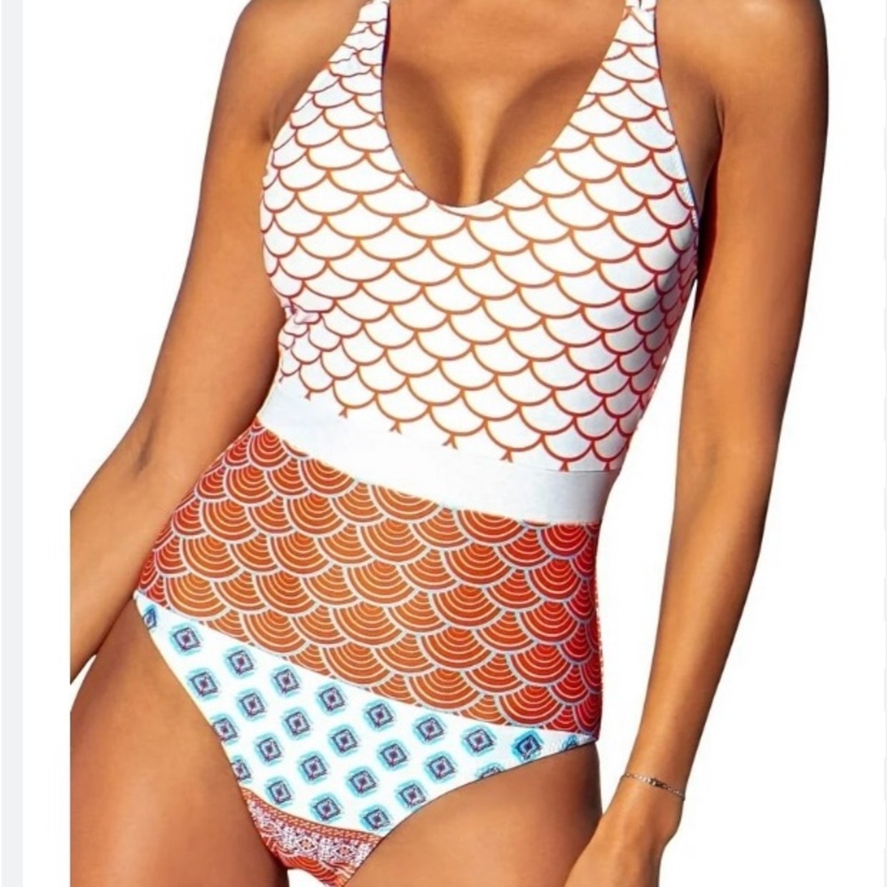 Cupshe Women's One Piece in Orange and Blue